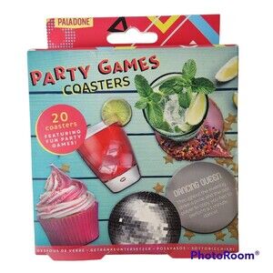 Party Games Coasters Set of 20 Featuring Fun Party Games NIB